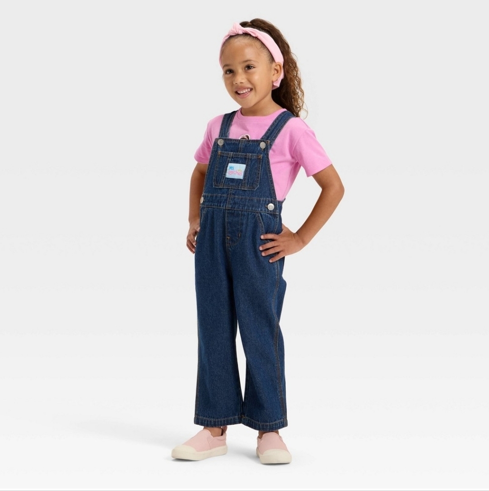 Ms. Rachel Girls 2pc Overalls Set with Headband (2T)